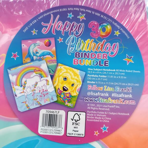 Lisa Frank 30th Birthday School Supply Bundle – Binder, Notebook & Folder - Picture 3 of 4